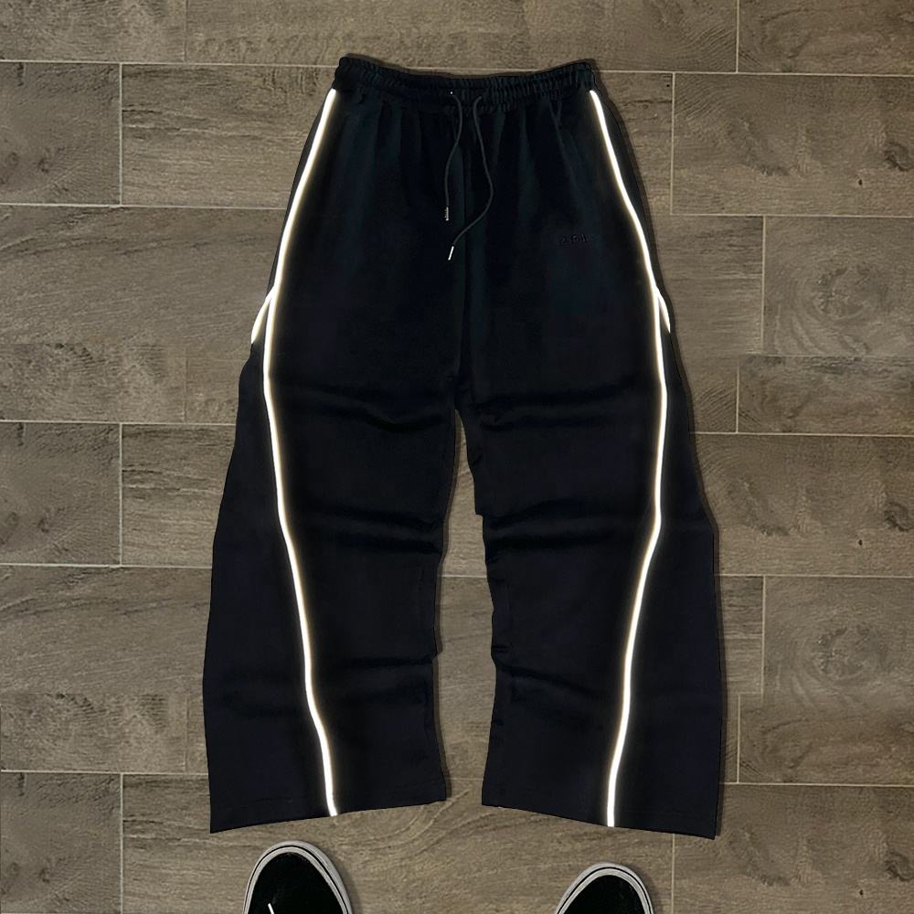 YITE New Design Reflective Stripe Essential Stacked Track Sweatpants Premium French Terry Men Baggy Outdoor Running Jogger Pants