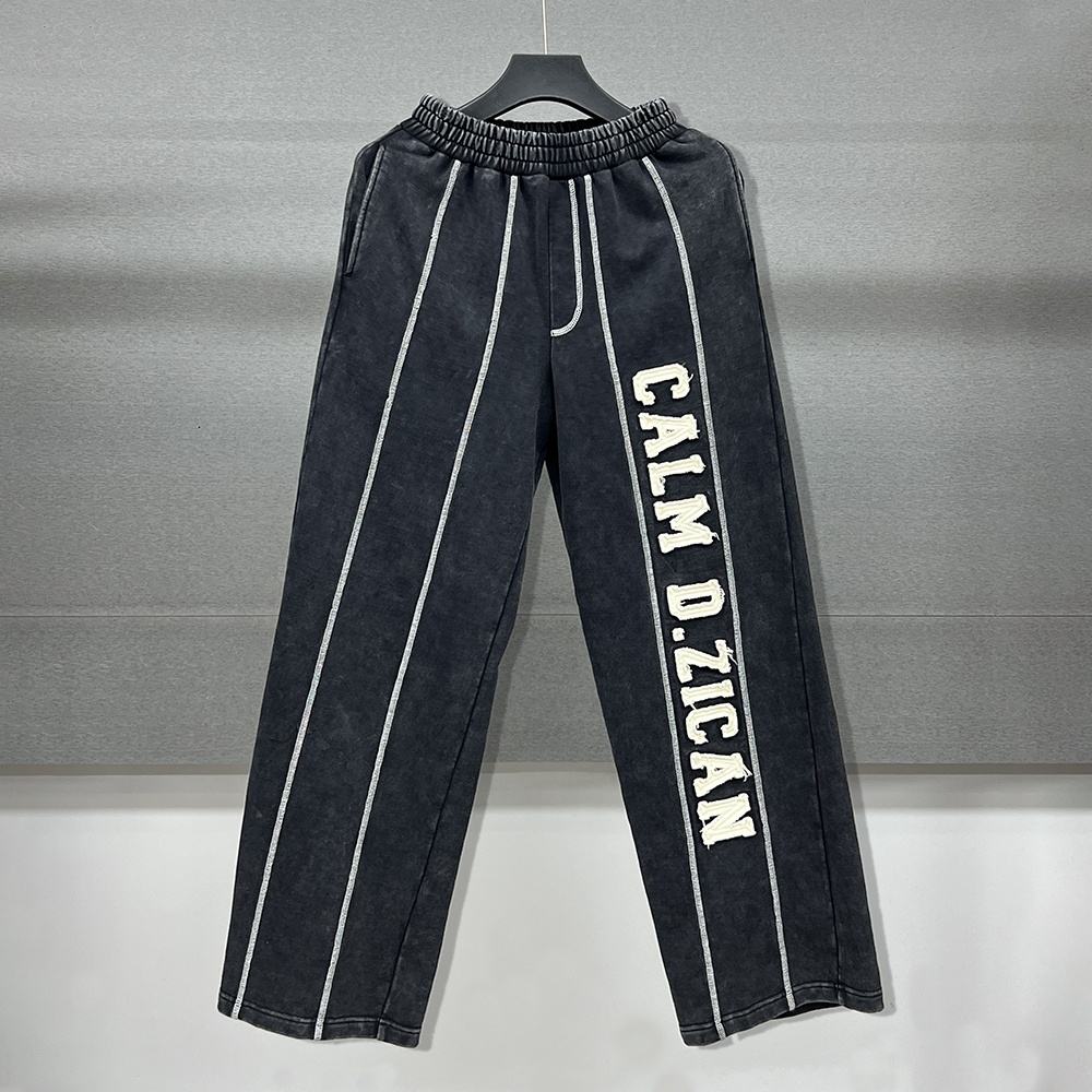 YITE Custom Patchwork Essential Wide Leg Flared Pants for Men Heavyweight Distressed Stripe Baggy Acid Wash Stacked Sweatpants