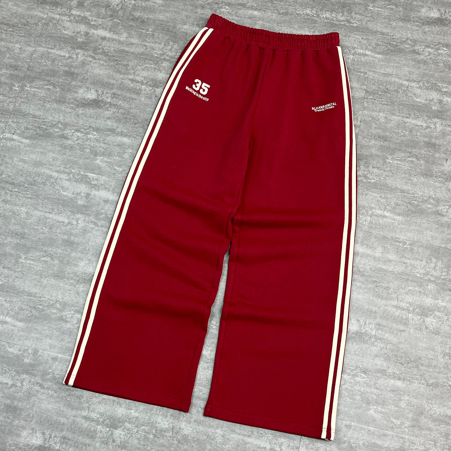 Fashion Stripe Straight Leg Sport Pants Embroidered Logo Baggy Sweatpants High Quality Cotton Oversized Men Wide Leg Sweatpants