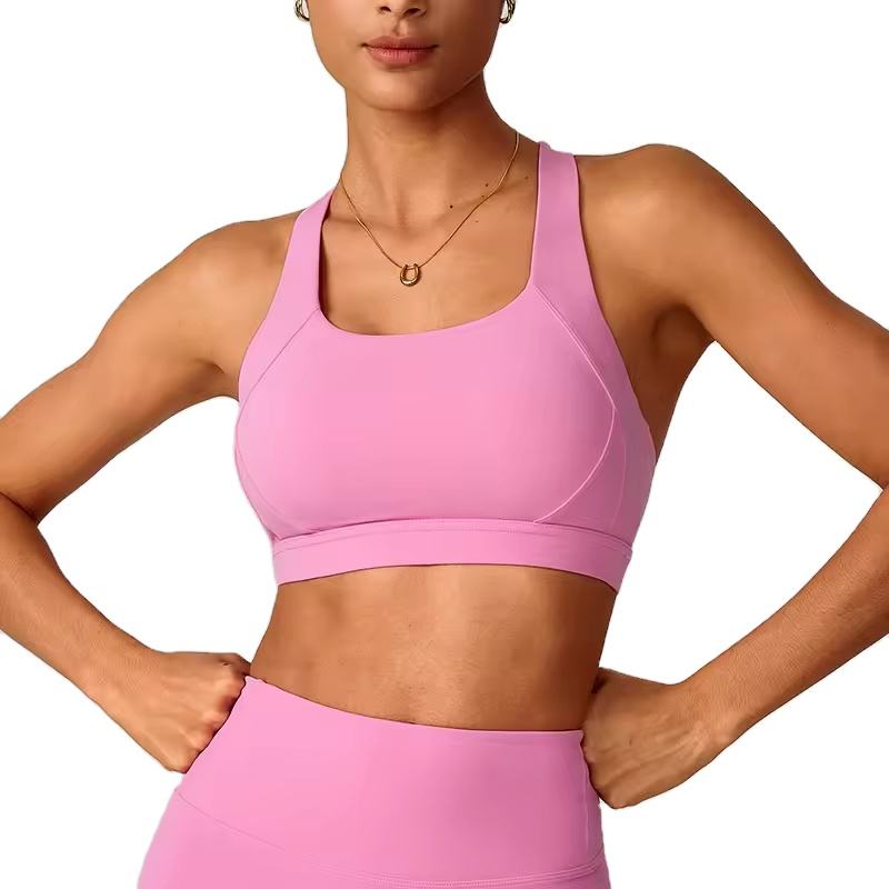 Wholesale Women Sports Bra High Support Sports Bra Comfortable Nude Sports Yoga Bra With Double Straps