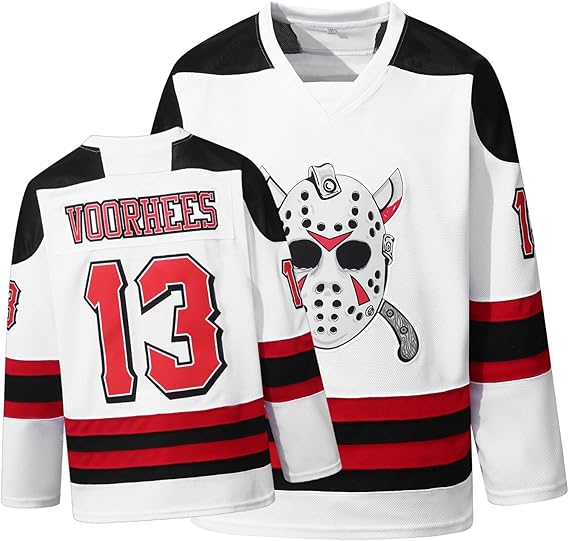 Voorhees Jason 13 Friday Movie Ice Hockey Jersey Halloween