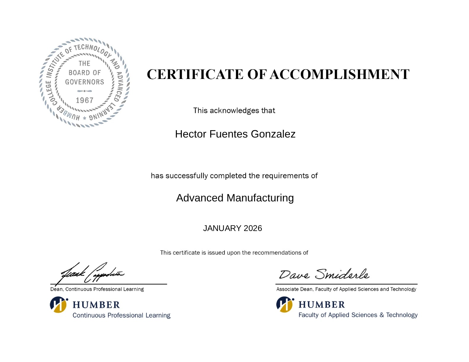 CERTIFICATE OF ACCOMPULISHMENT